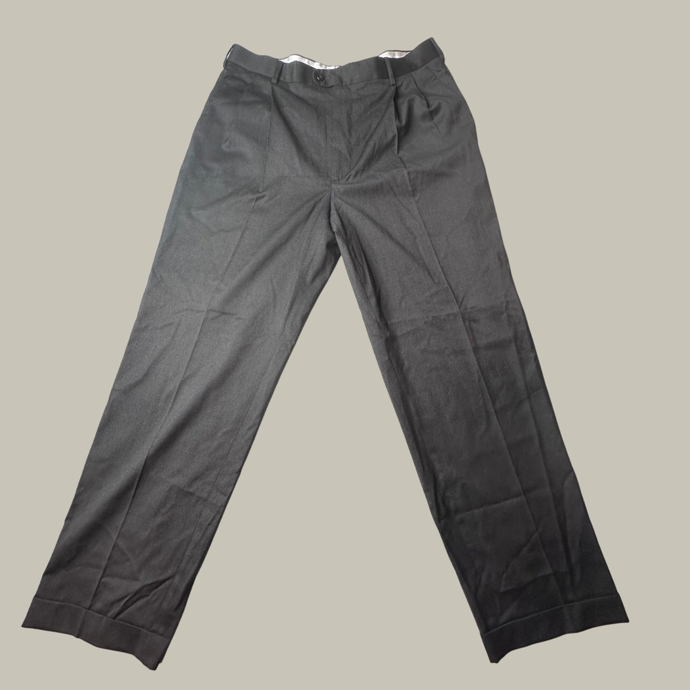 Zanella Dress Pants Mens 36x29 Bennett Charcoal Grey Pleated Wool Made in Italy